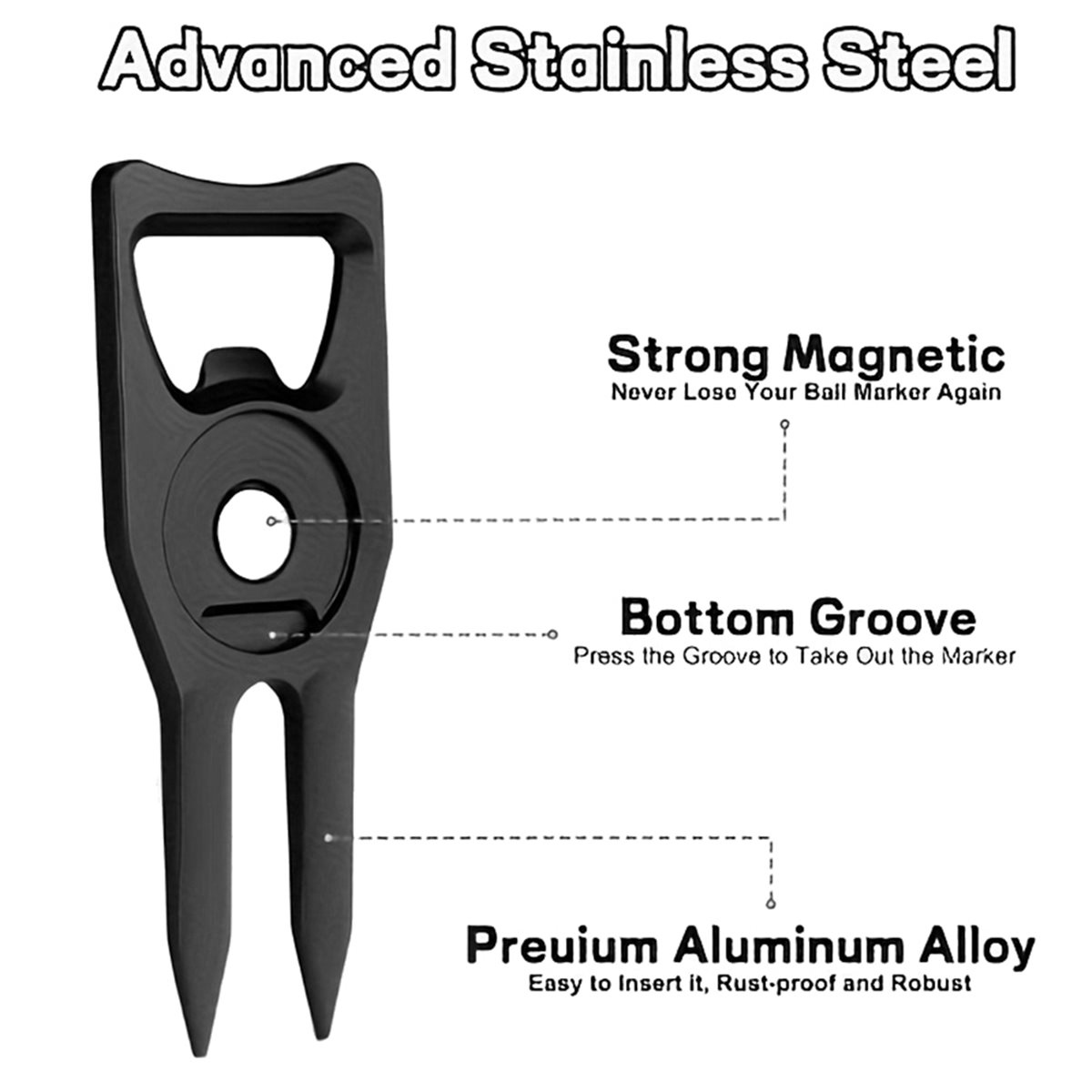 Divot Repair Tool - สินค้ามาใหม่ เครื่องมือซ่อมรอยบุบสนามกอล์ฟ, ที่ทำเครื่องหมายลูกกอล์ฟแบบถอดได้, เครื่องมือทำเครื่องหมายรอยบุบสนามกอล์ฟ, อุปกรณ์กอล์ฟอเนกประสงค์