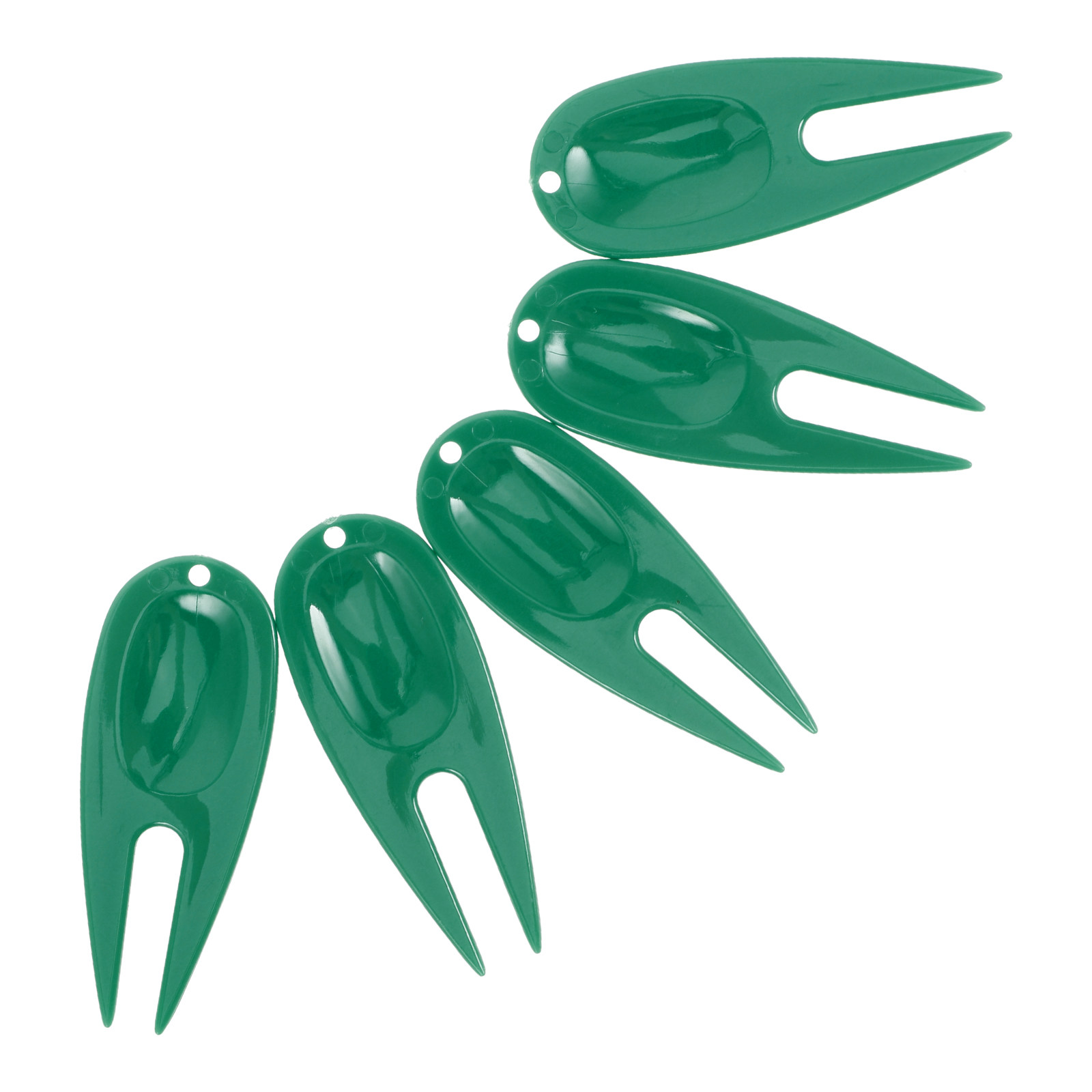 Divot Repair Tool - ชุดซ่อมรอยบุบสนามกอล์ฟ 5 ชิ้น เครื่องมือพลาสติกพกพา พื้นผิวเรียบ น้ำหนักเบา